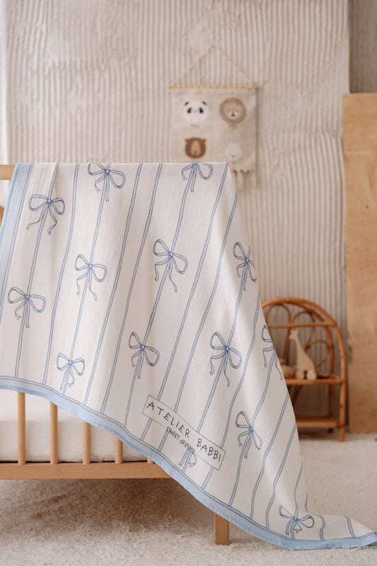 Muslin Swaddle, Blue Ribbon