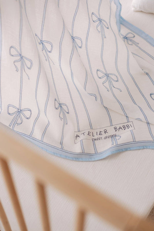 Muslin Swaddle, Blue Ribbon
