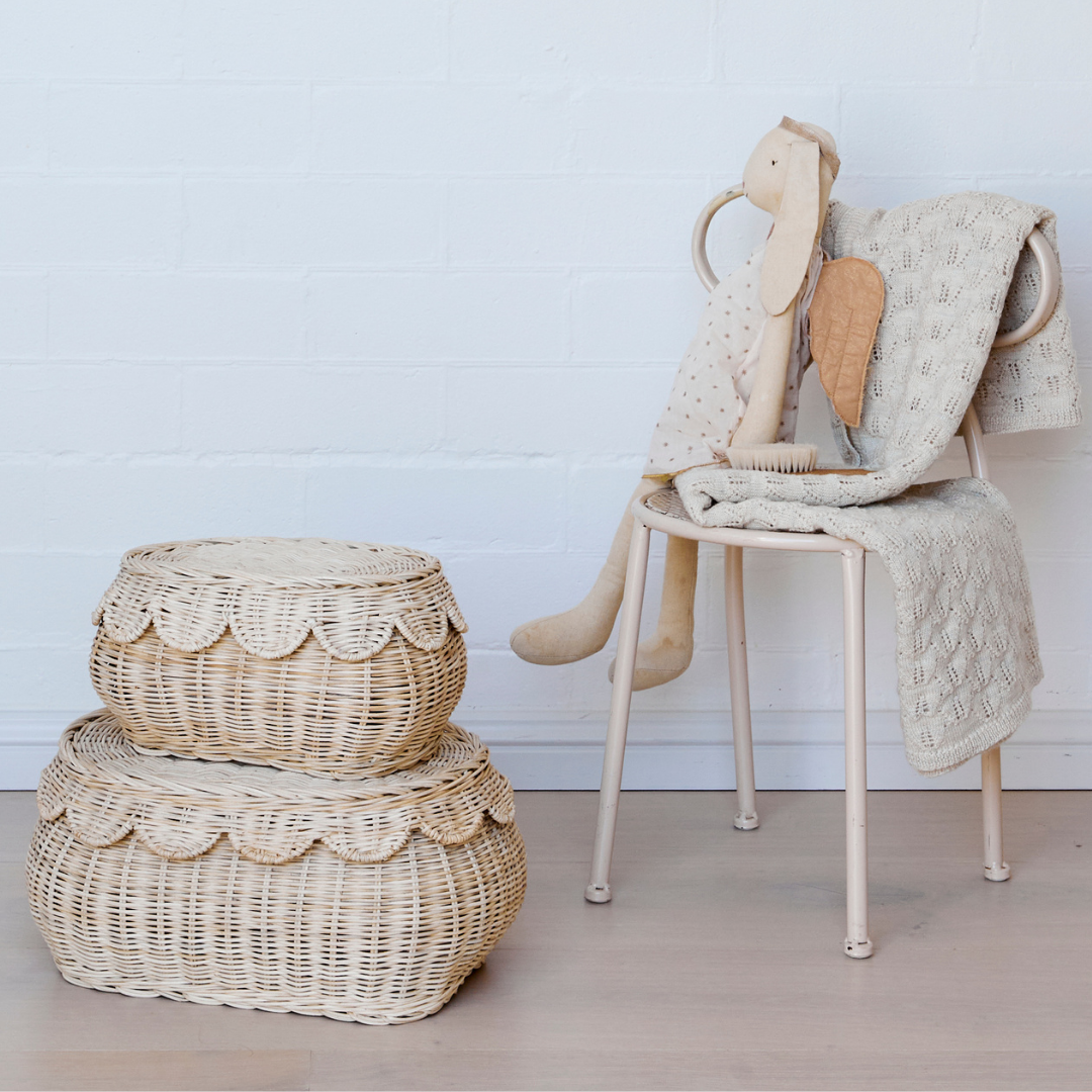 Rattan Scallop Basket Set