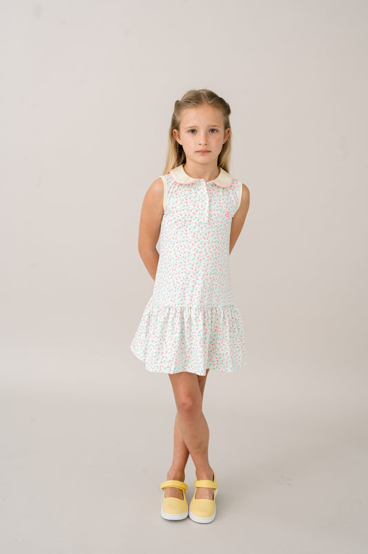 Darla Dress - Petal Power Floral, Sunshine Yellow, Flamingo Pink