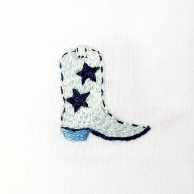 Converter Gown, Blue Cowboy Boot Embroidery