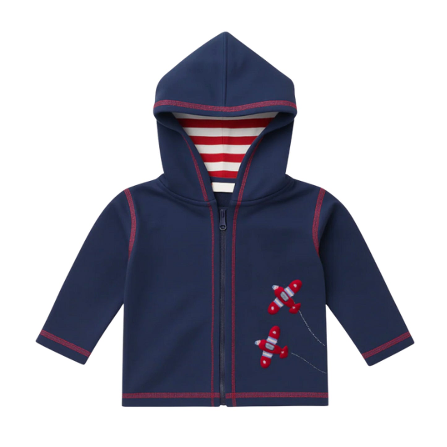 Zip Hoodie with Airplane Appliques
