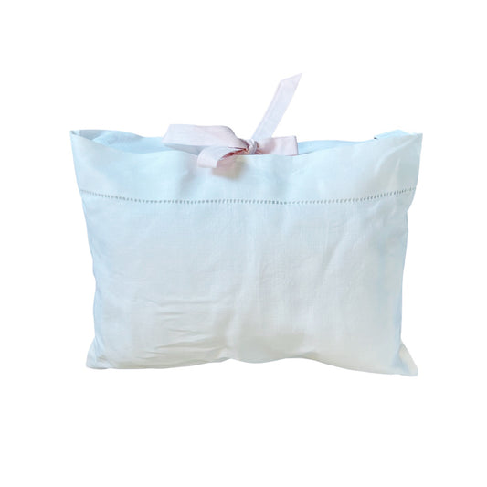 Linen Pillow With Pink Tie
