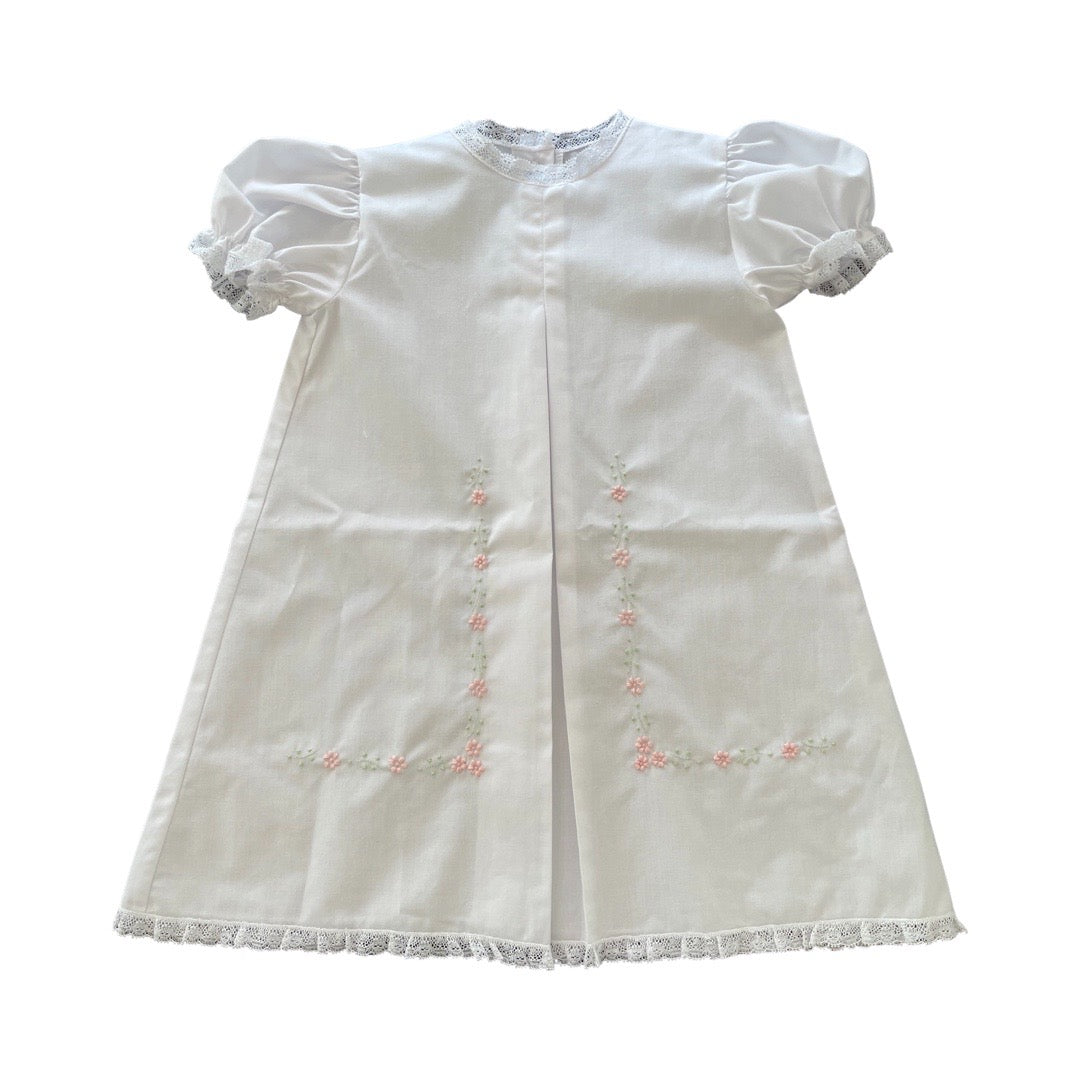Daygown with Satin Flower Embroidery & Lace Trim