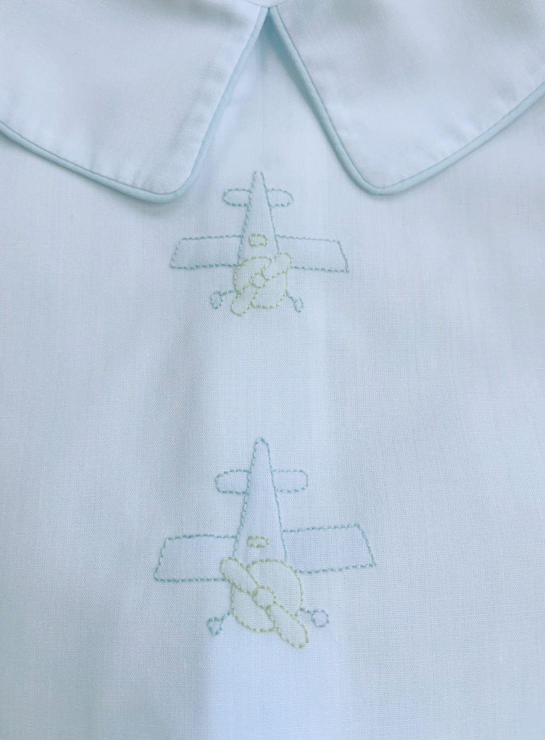 Collared Daygown with Embroidered Planes