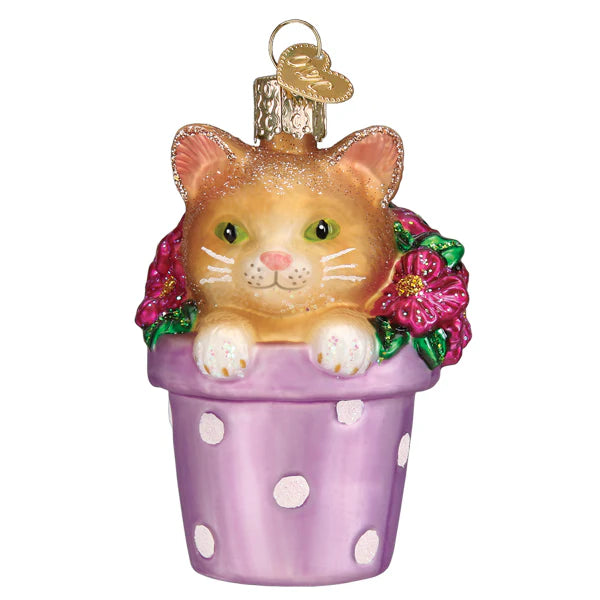 Ornament, Kitten In Flower Pot