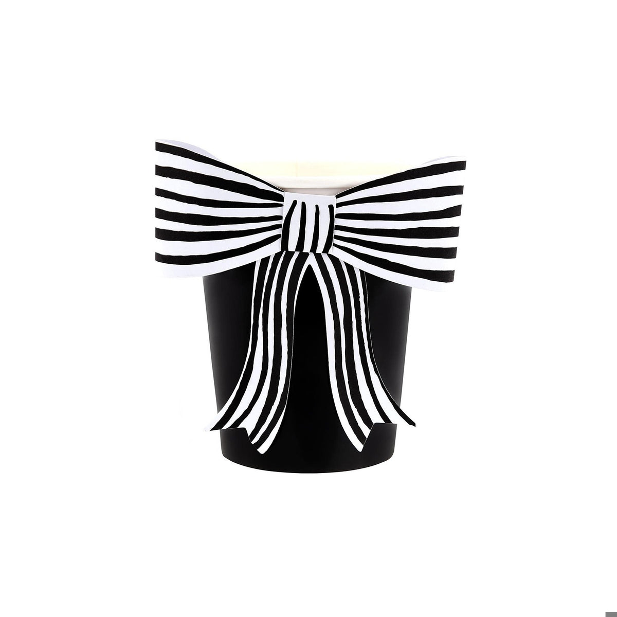 Black & White Stripy Bow Cups (x 8)