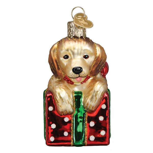 Ornament, Golden Puppy Surprise