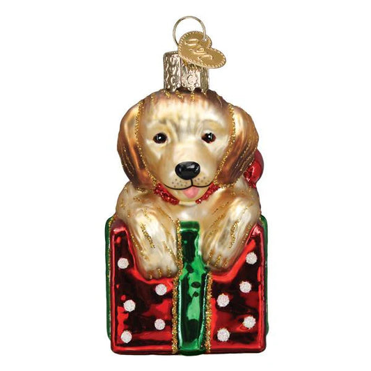 Ornament, Golden Puppy Surprise