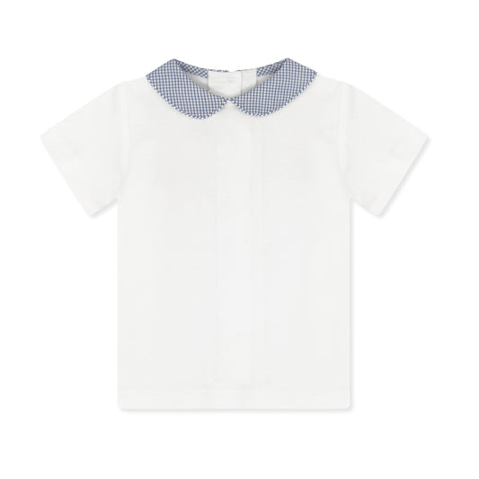 White Knit w/ Navy Windowpane Collar Sibley Shirt