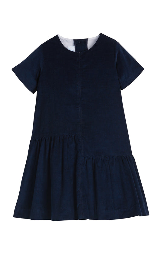 Asymmetrical Jillian Dress - Navy Corduroy
