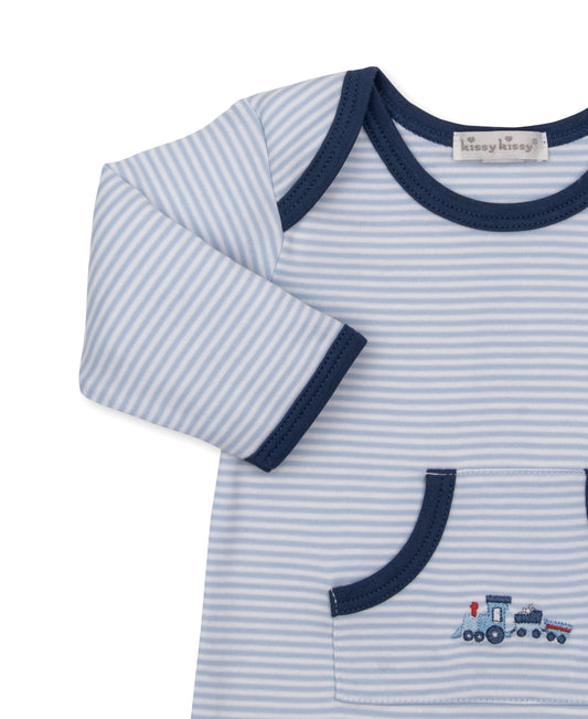 Long Sleeve Striped Playsuit, Toot Toot