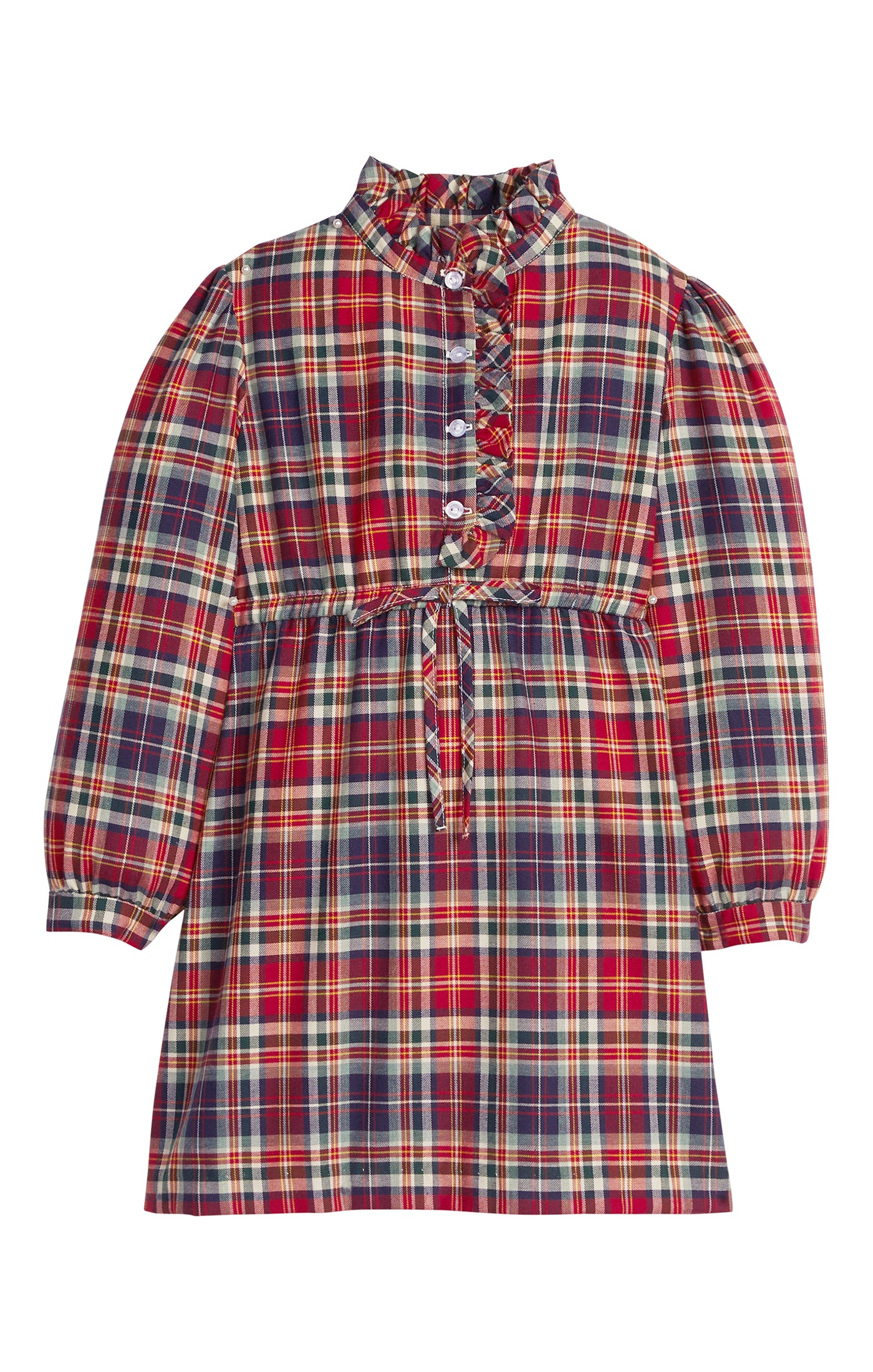 Ruffled Shirt Dress - Middleburg Plaid