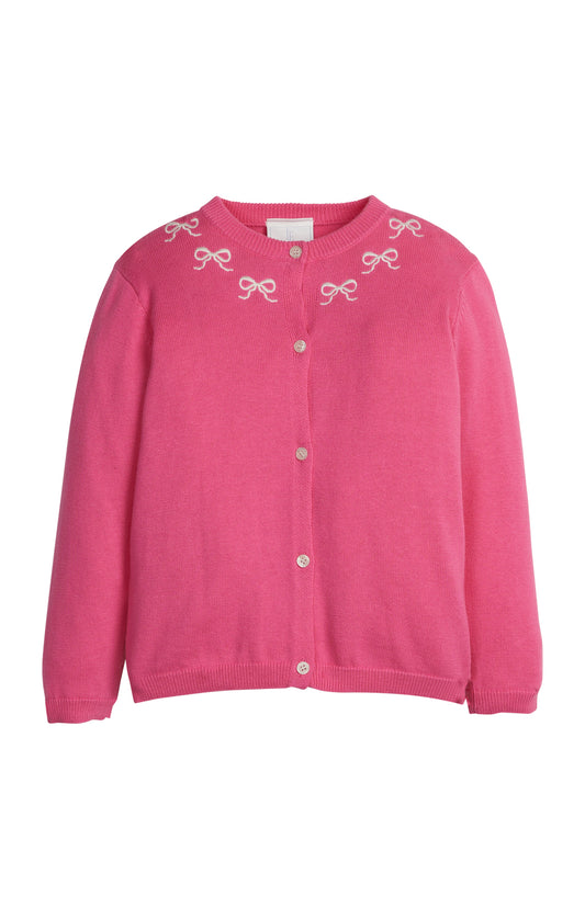 Embroidered Essential Cardigan, Pink Bows