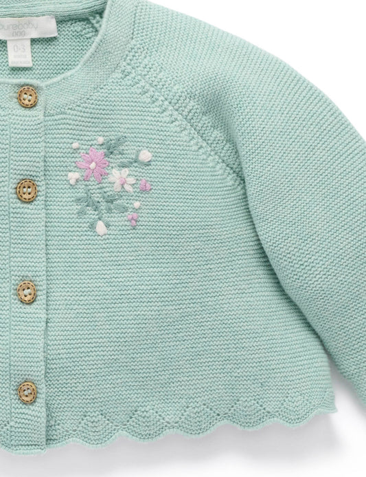 Heirloom Green Hand Embroidered Cardigan