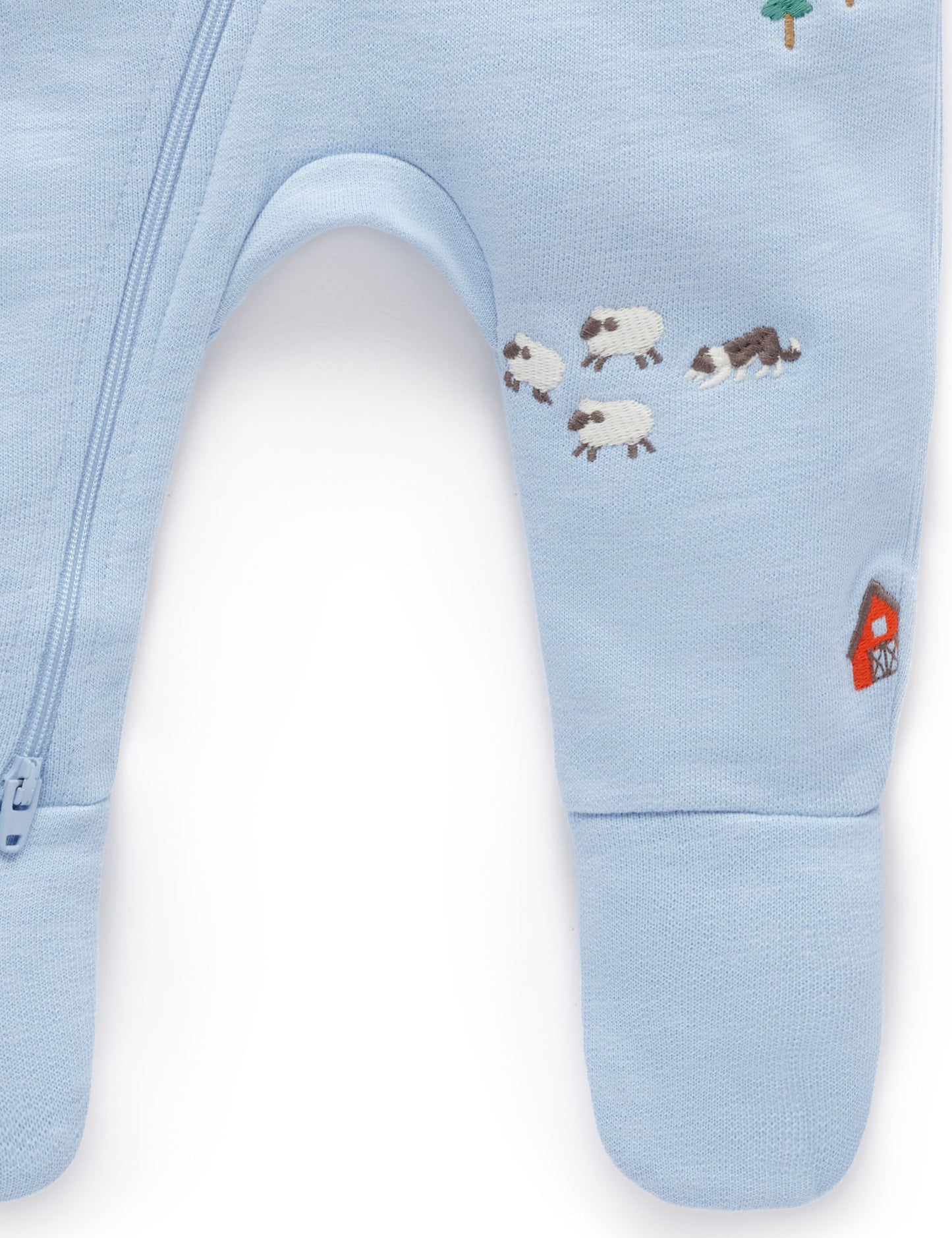 Blue Embroidered Farm Fleece Growsuit