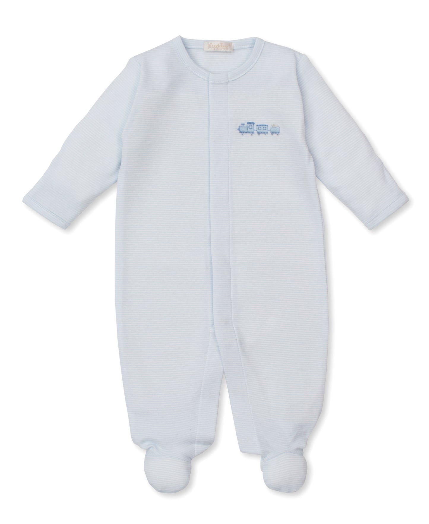 CLB Striped Premier Footie with Train Embroidery