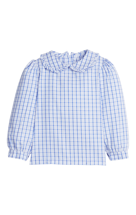 Ruffled Peter Pan Blouse - Woodberry Plaid