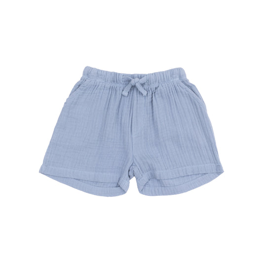 Solid Muslin Dusty Blue Shorts