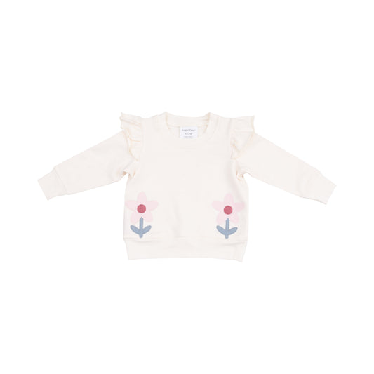 Danish Daisy French Terry Ruffle Patch Sweatshirt + Jogger