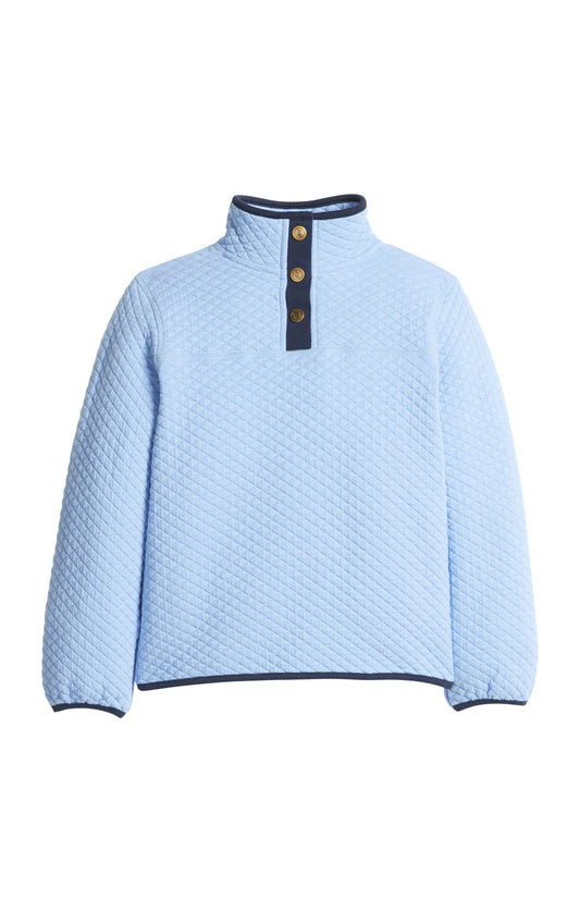 Quilted Pullover, Light Blue with Navy