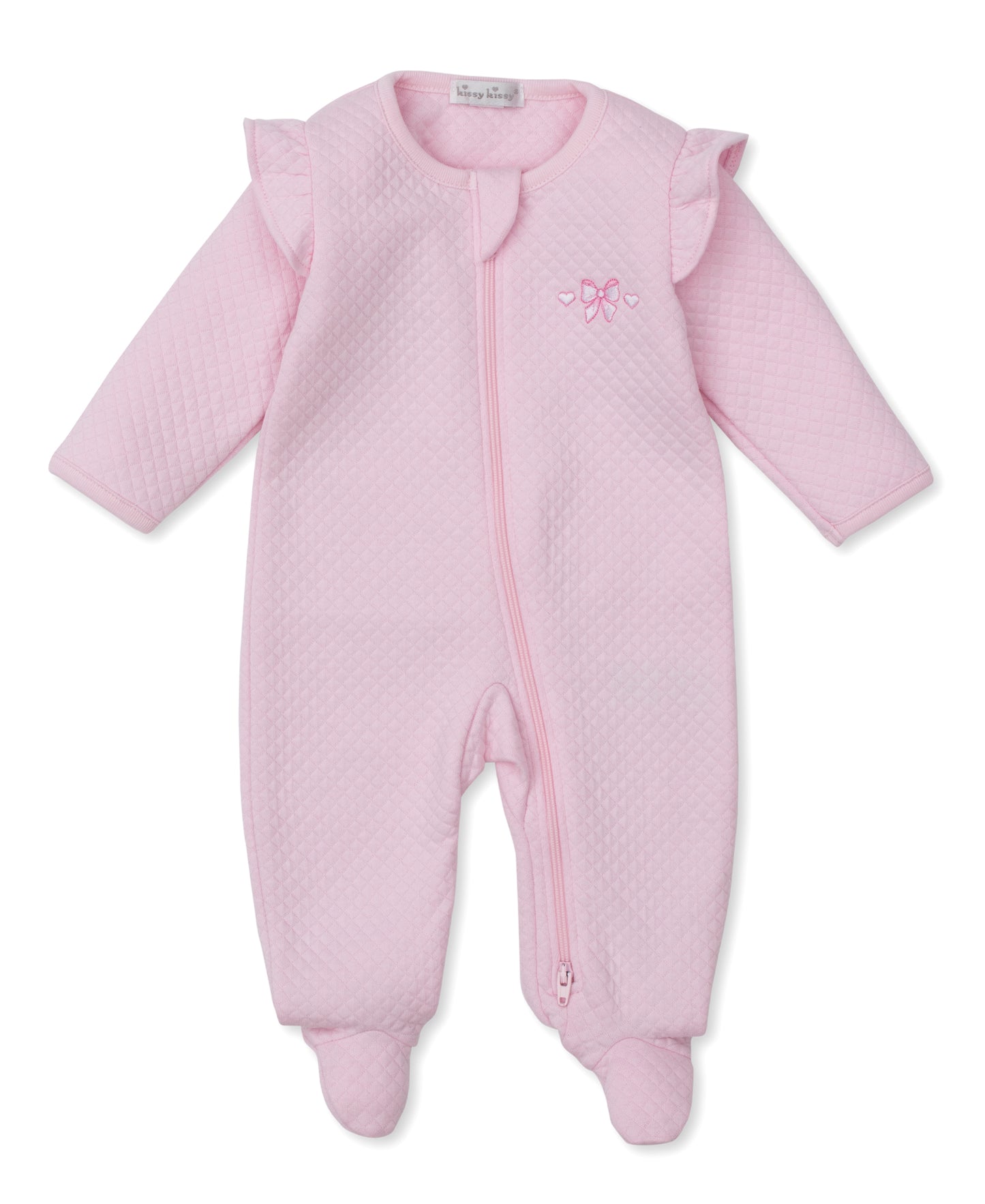 Jacquard Zippered Footie, Billowy Bows