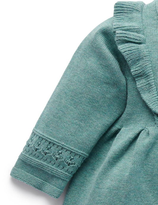 Primrose Aqua Green Embroidered Knitted Dress