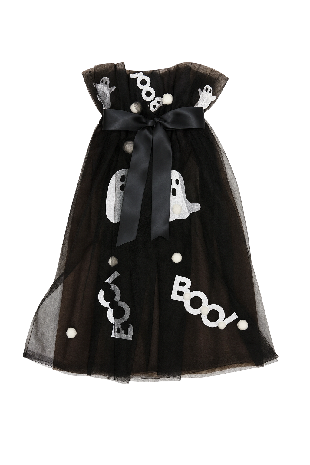Child's Halloween Cape, Boo & Ghosts, Black
