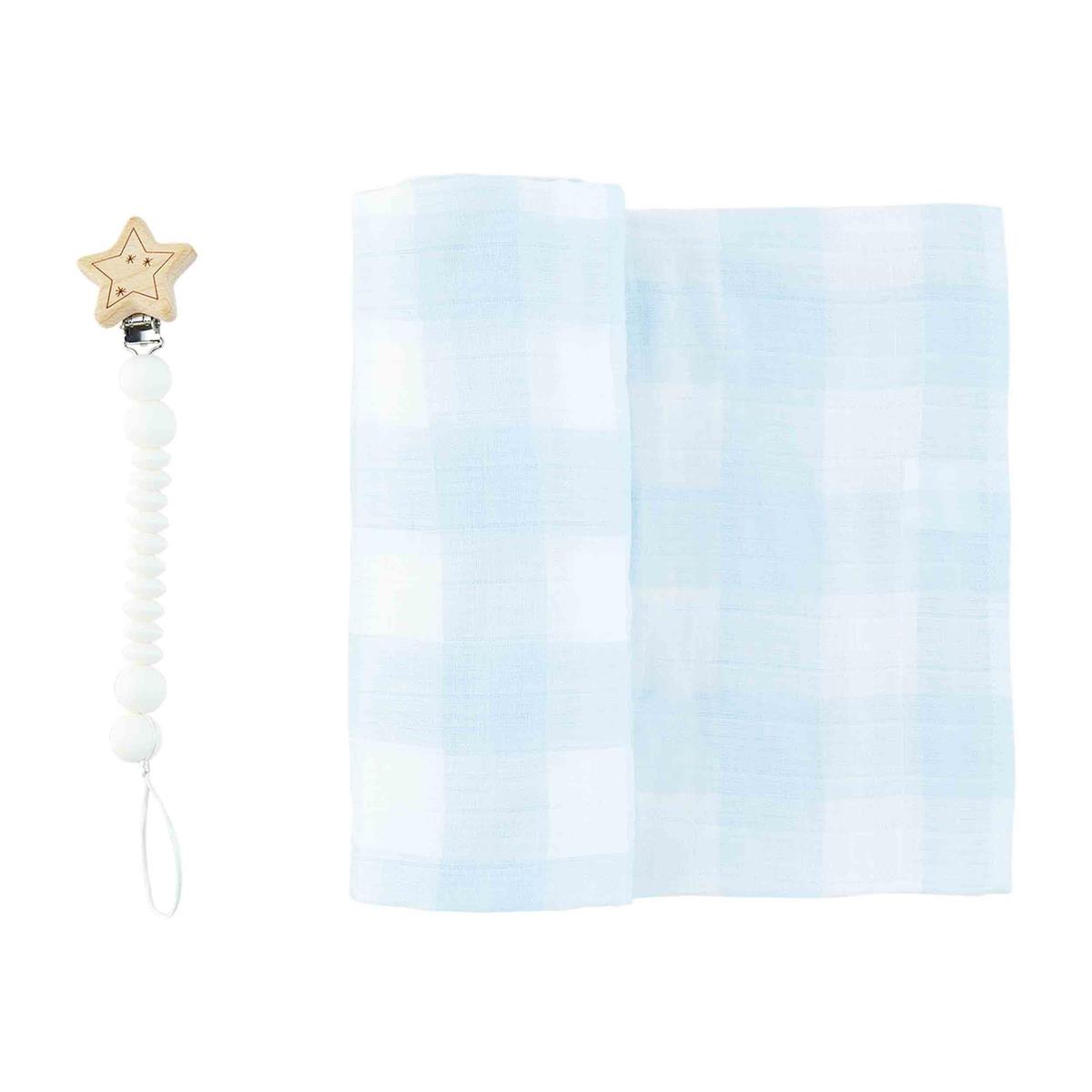 Gingham Baby Hooded Towel & Washcloths Set