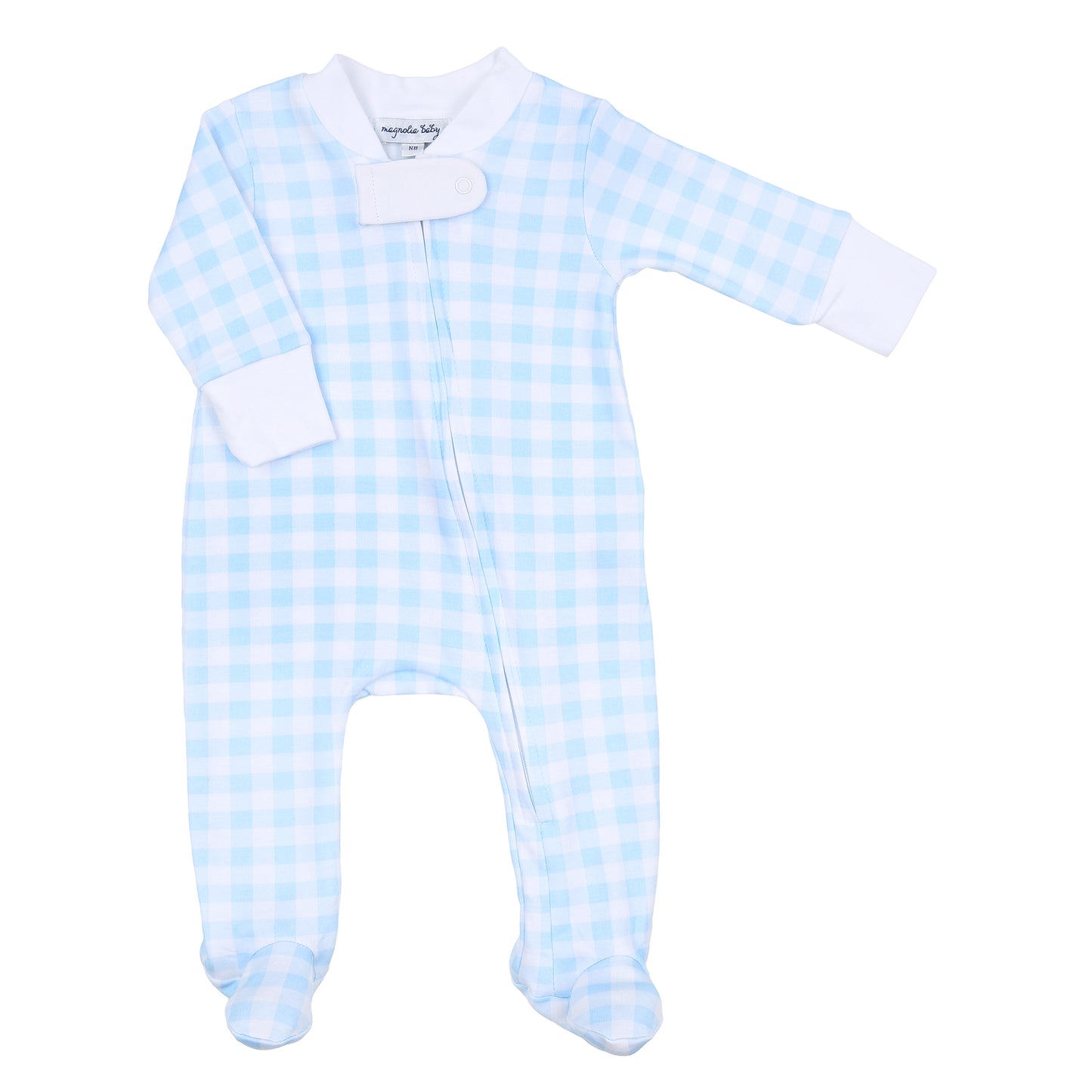 Baby Checks Blue Zippered Footie, Fall '23