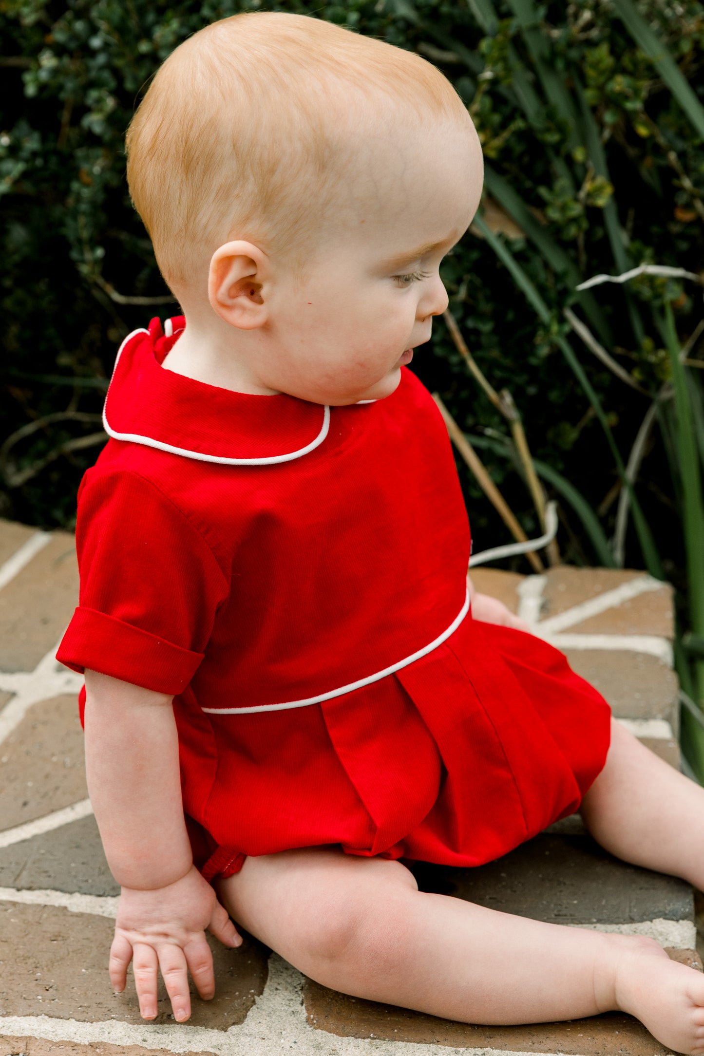 Red Corduroy Dressy Bubble Short