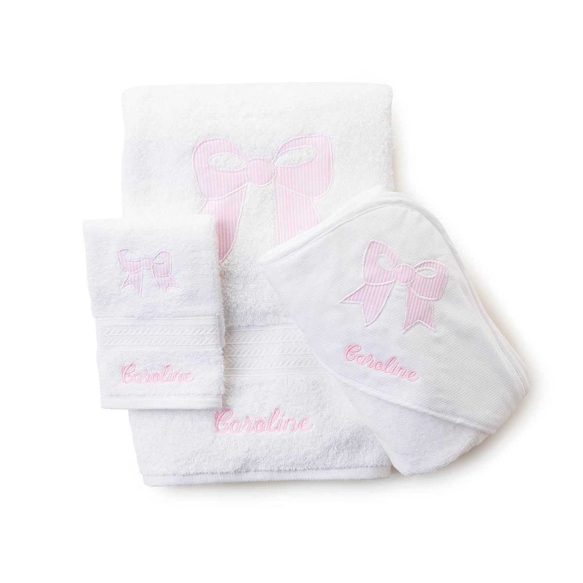 3 Piece Bath Towel Set, Bow