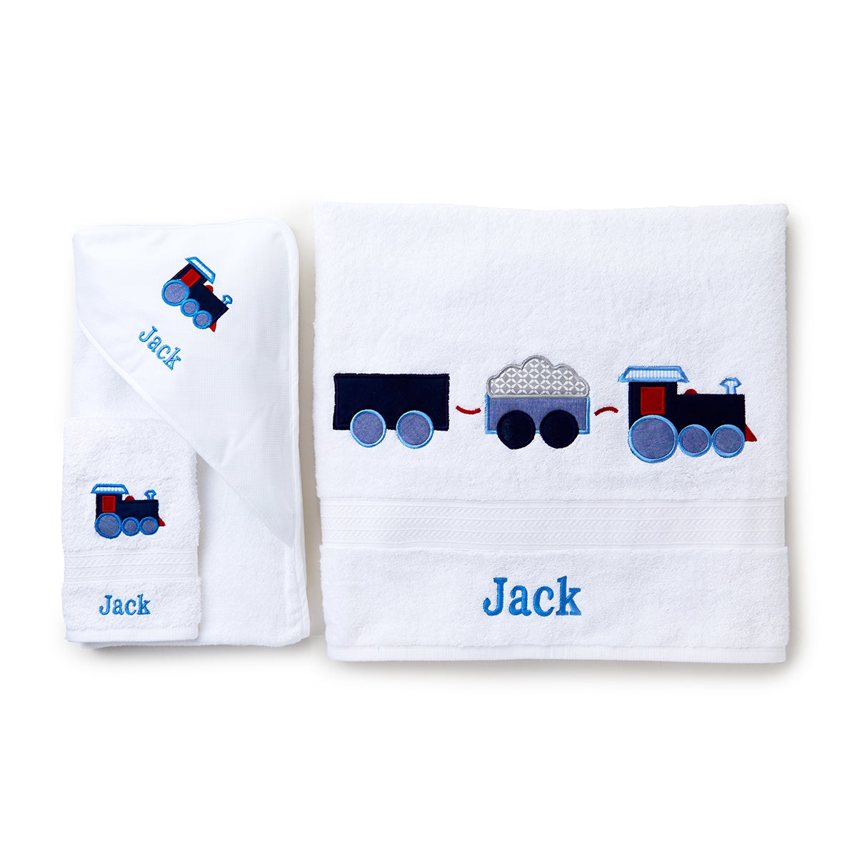 3 Piece Bath Towel Set, Train