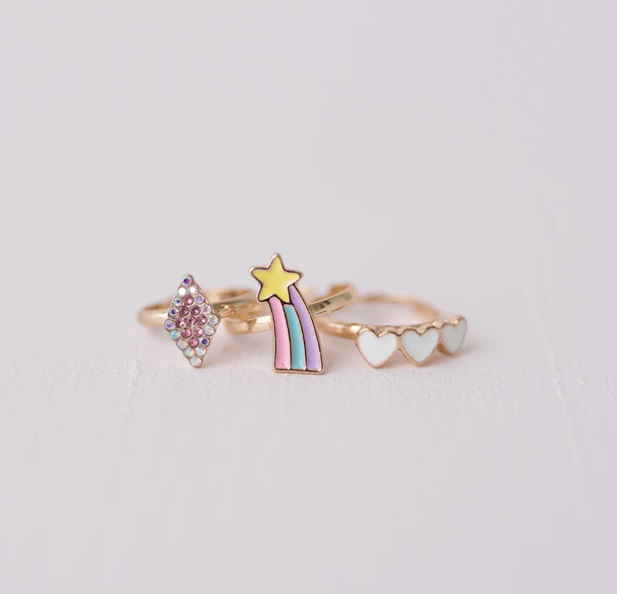 3 Piece Ring Set, Rainbow