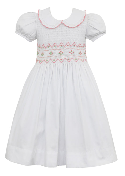 White Pique Smocked Dress