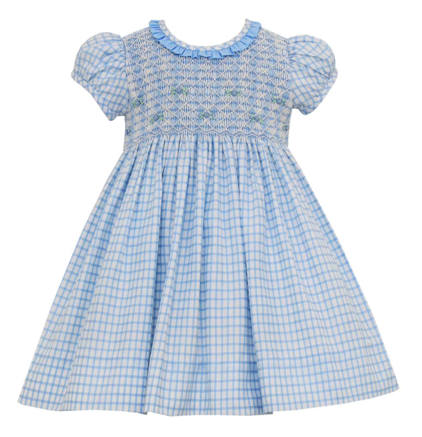 Blue Brocade Window Check Float Dress