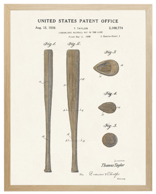 Framed Art, Baseball Bat Patent