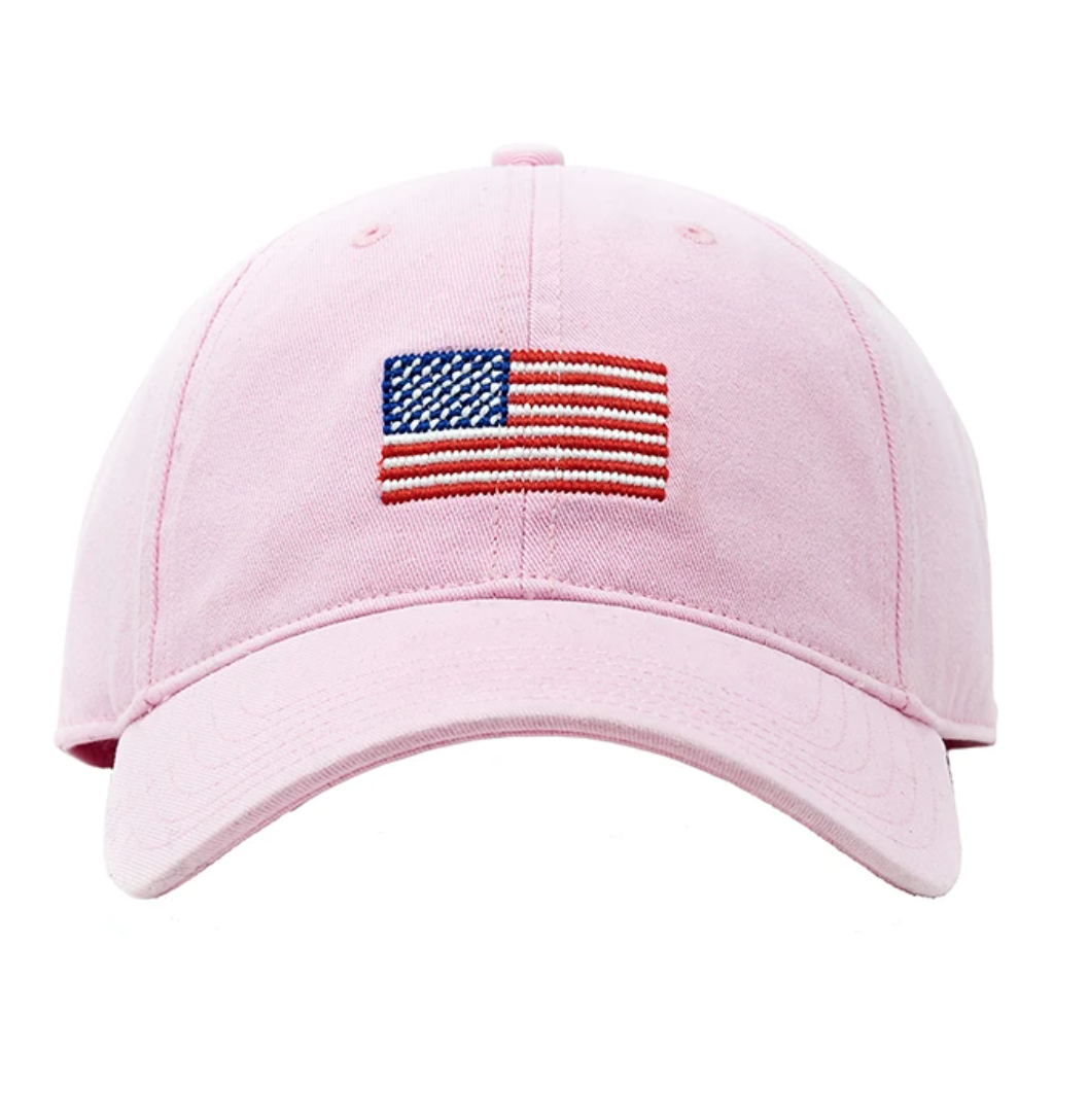 Kids Baseball Hat, American Flag Pink