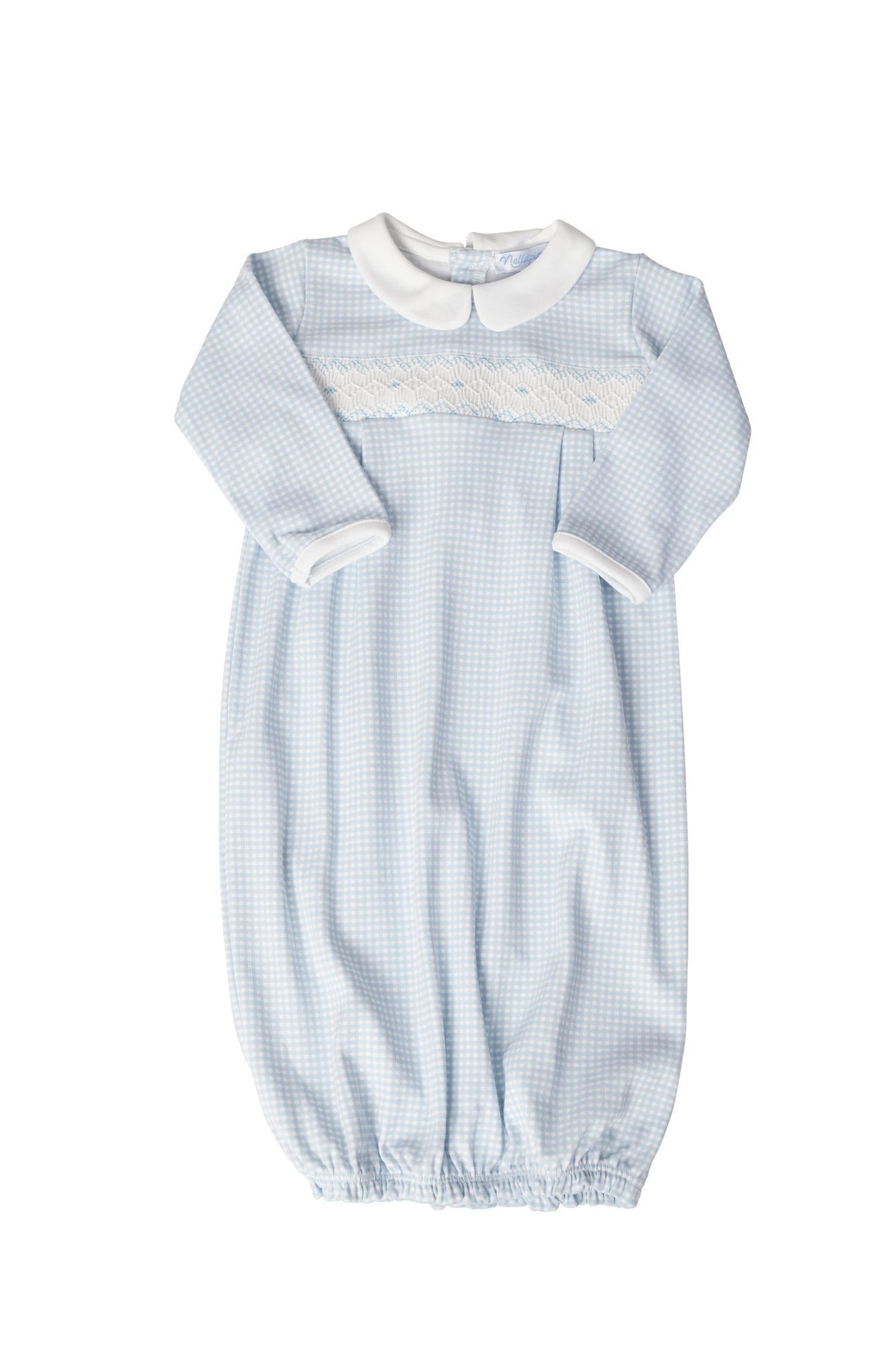 Blue Gingham Baby Gown