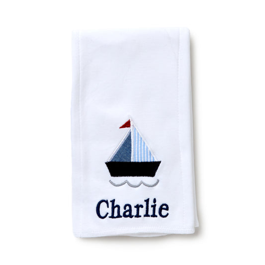 Burp with Applique, Sailboat