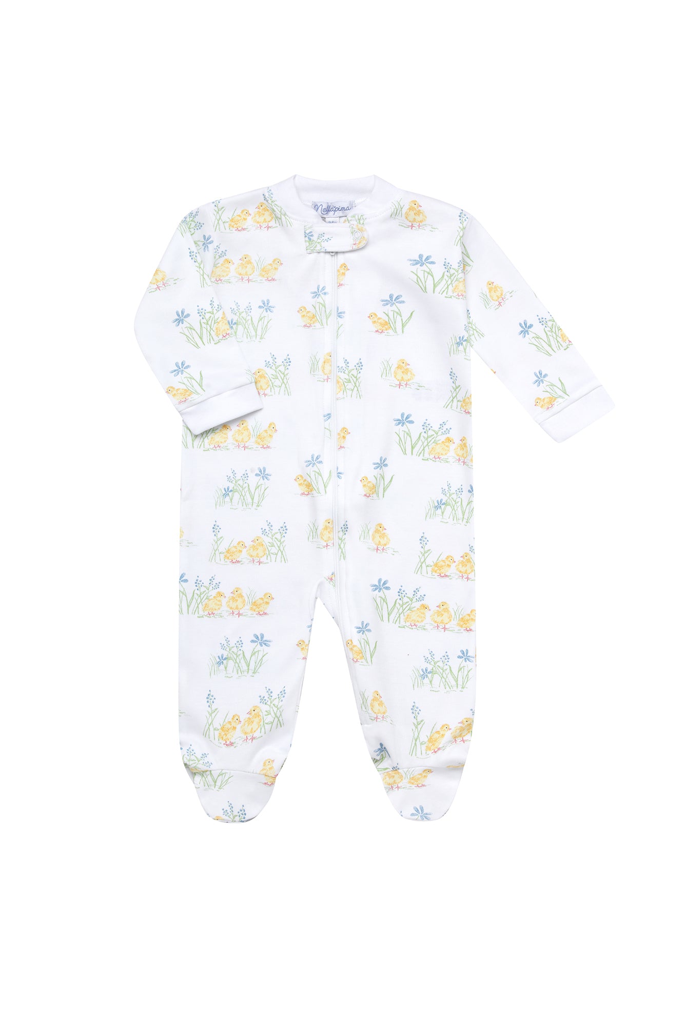 Chicks Print Zippered Footie