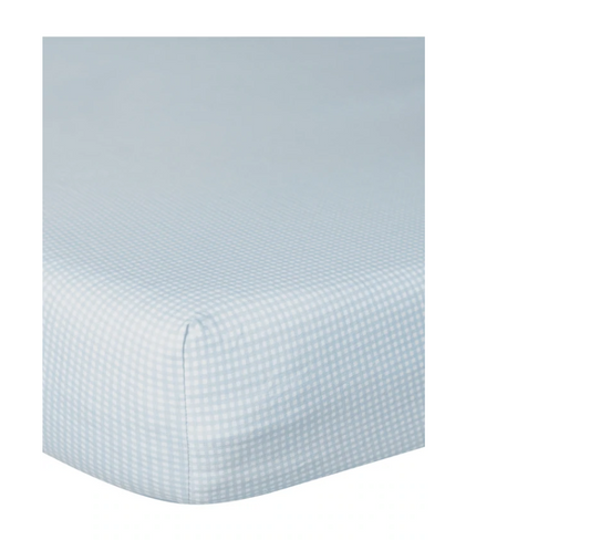 Crib Sheet, Blue Gingham