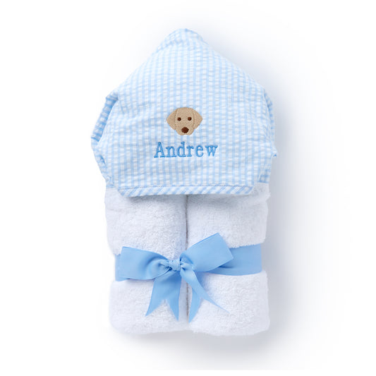 Kiddo Hooded Towel, Blue Check