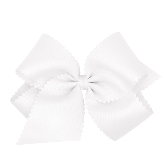 King Scallop Hair Bow, White