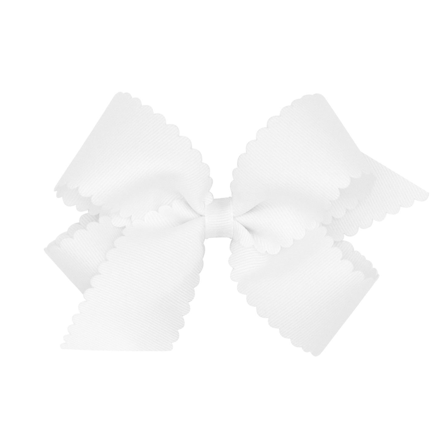 Medium Scallop Hair Bow, White