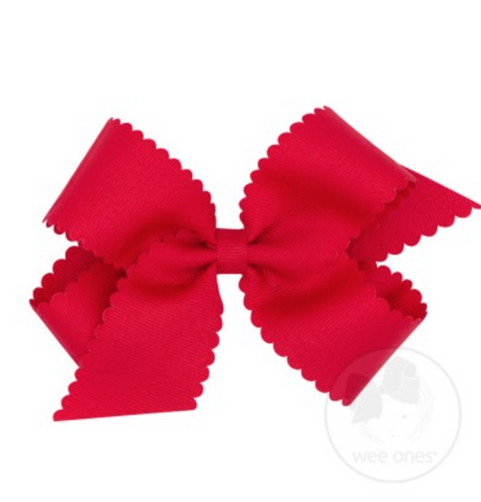 Medium Scallop Hair Bow, Red