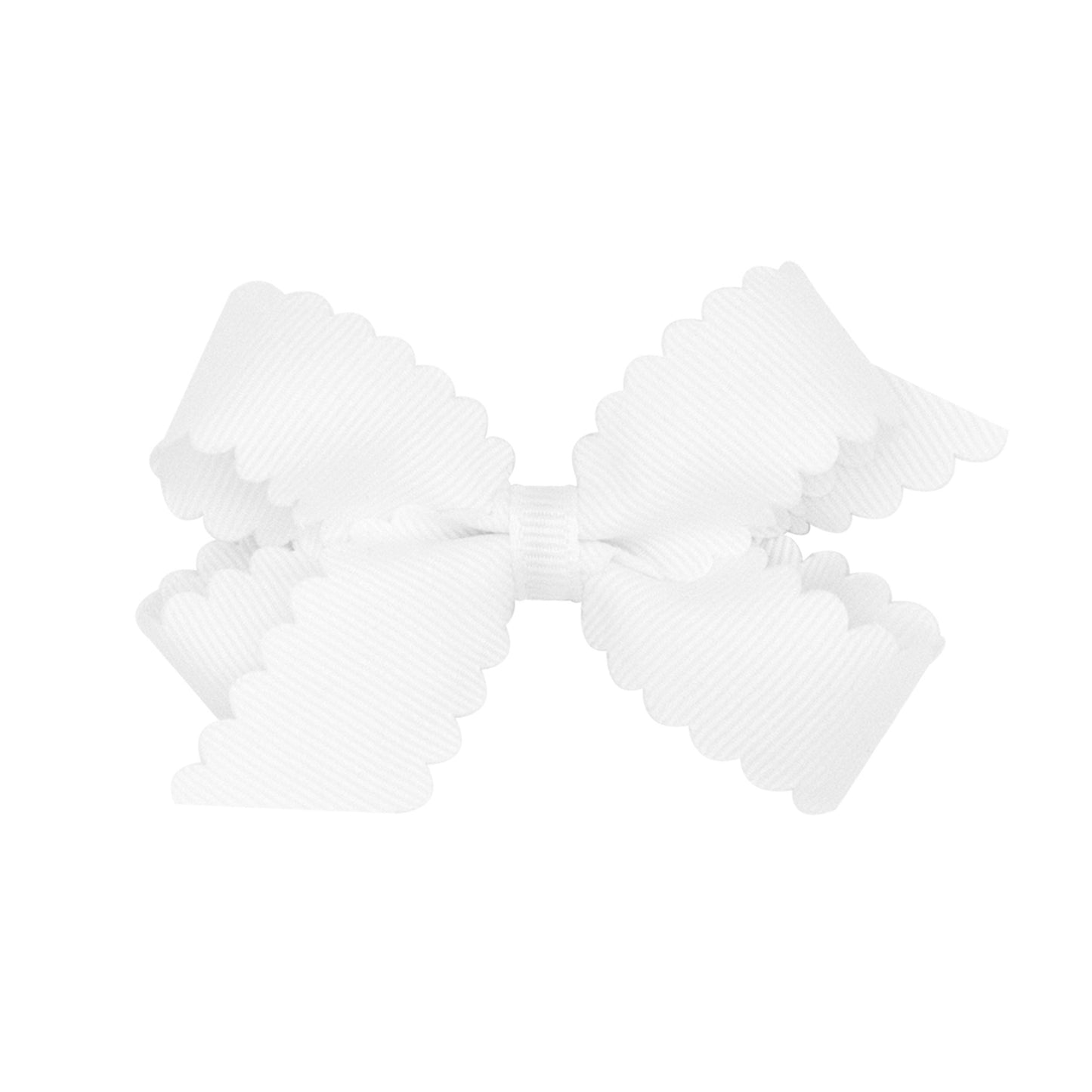 Mini Scallop Hair Bow, White
