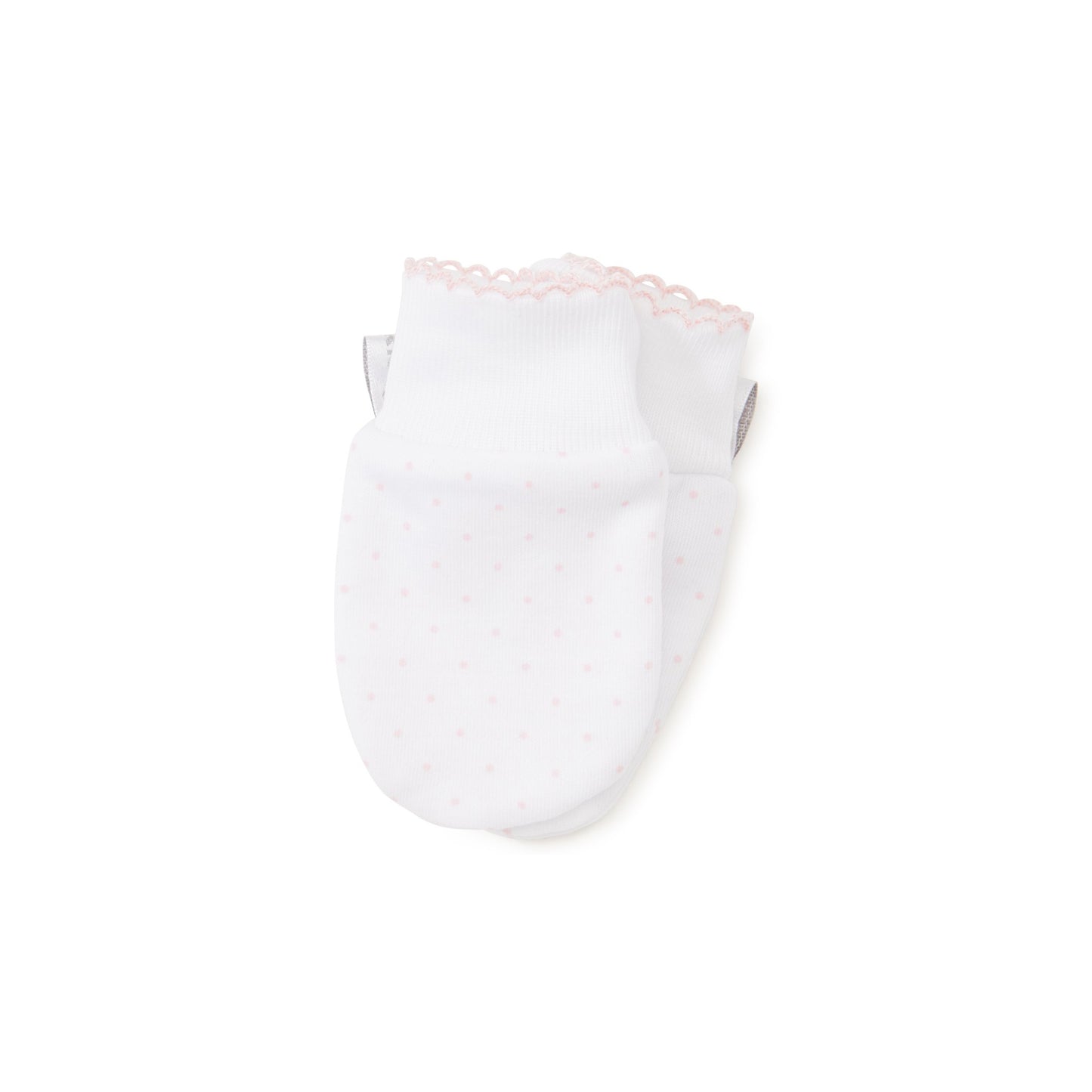 Polka Dot Mittens, White with Pink