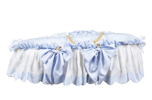 Moses Basket, White with Blue