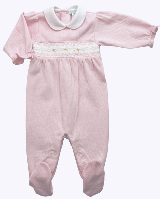 Sweet Pink Pointelle Smocked Footie